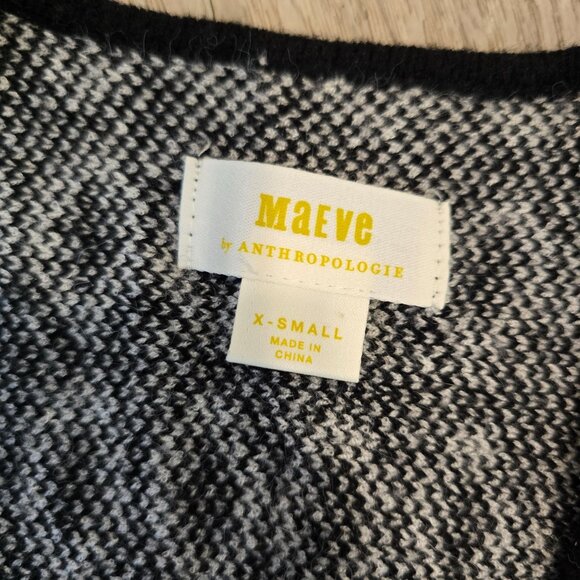 Maeve Anthropologie X-Small Black & White Geometric Knit Cardigan Sweater Vest S - Picture 7 of 9